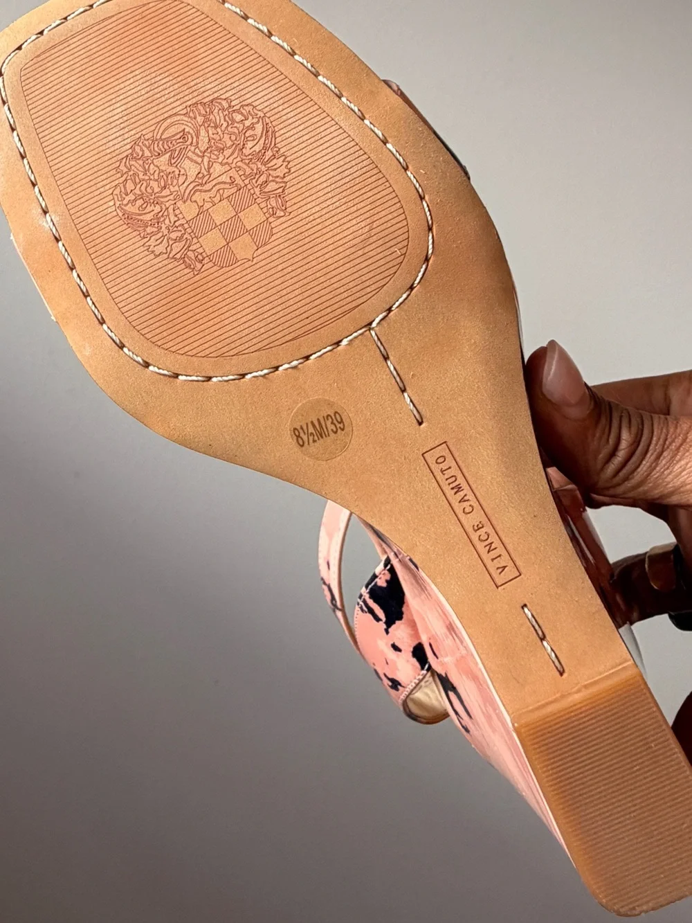Vince Camuto Peach and Black Paint-Splash Wedges